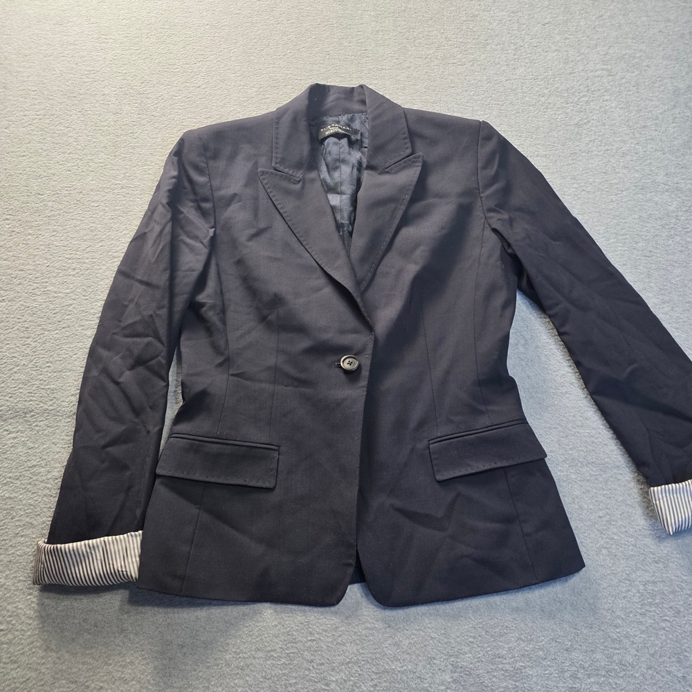Elie Tahari for Nordstrom One Button Career Blazer Womens Small Navy Blue Jacket